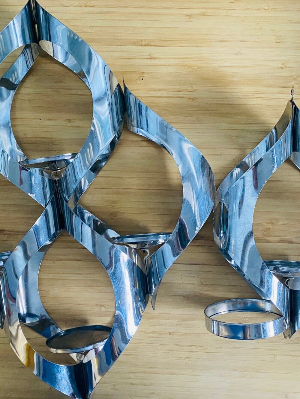 2 hanging Candle holders CHROME Swag Hanging MASCOT INTERNATIONAL Brutalist